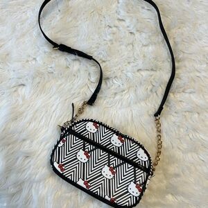 Hello Kitty Chevron Crossbody Bag - Black, White, and Red